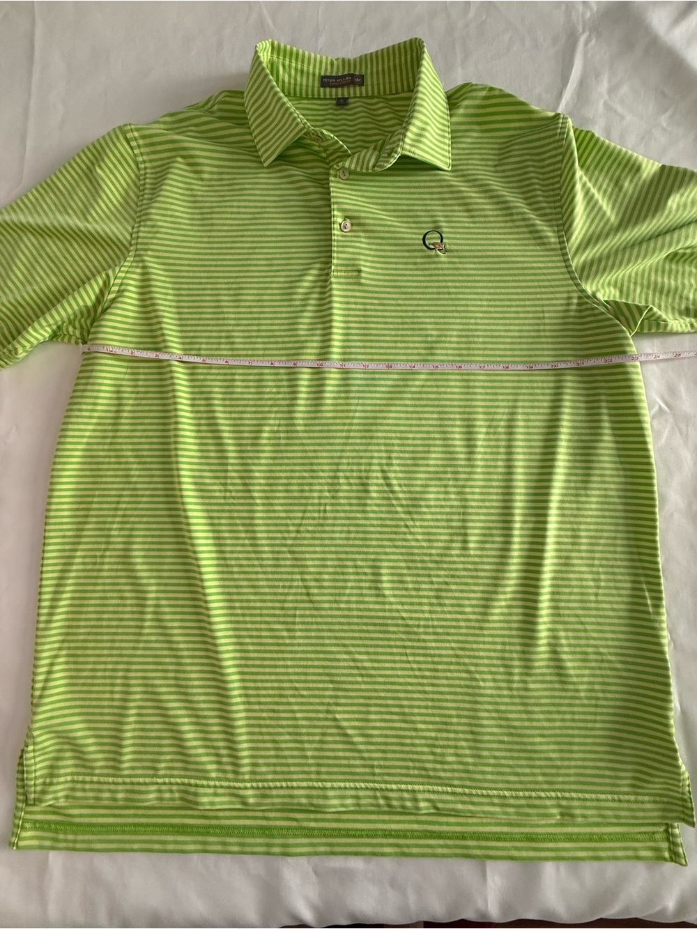 Peter Millar green Striped Golf Polo quail hallow xl